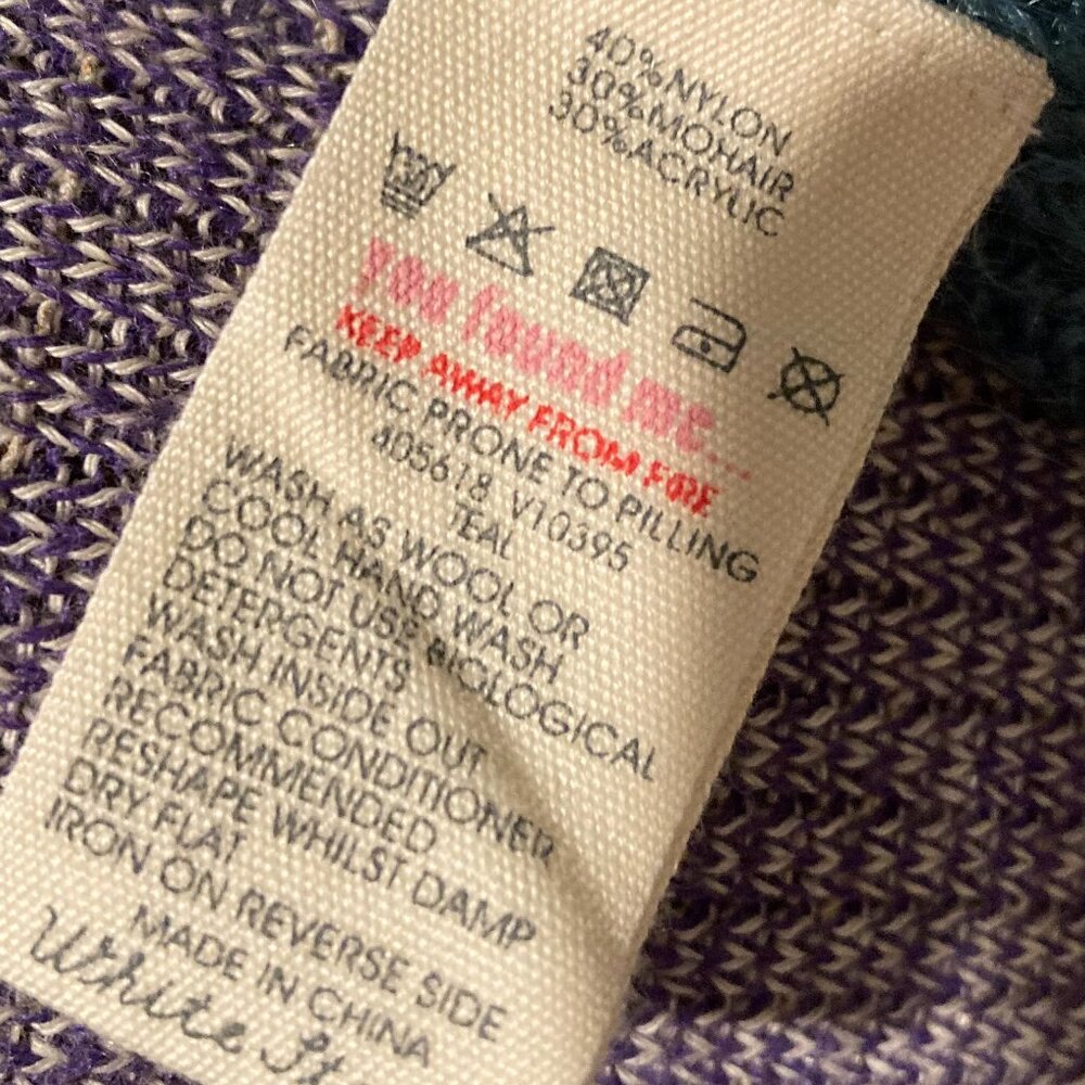 Y2k Vintage Mohair Turquoise Ballet Tie Sweater - Picture 8 of 9